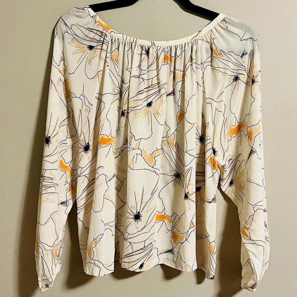 Club Monaco Silk Blouse with Balloon Sleeves & Floral Design, P/S - Picture 1 of 7
